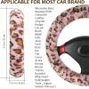 imageFluffy Steering Wheel Cover for Women Girls Accmor Universal Fit 15 inch Fur Car Wheel Cover ampamp Handbrake Cover ampamp Gear Shift Cover Set Fashion Winter Warm Fuzzy Vehicle Wheel Protector BlackPinkBrown Leopard