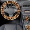 imageFluffy Steering Wheel Cover for Women Girls Accmor Universal Fit 15 inch Fur Car Wheel Cover ampamp Handbrake Cover ampamp Gear Shift Cover Set Fashion Winter Warm Fuzzy Vehicle Wheel Protector BlackKhakiBlack Tiger Stripe
