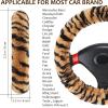 imageFluffy Steering Wheel Cover for Women Girls Accmor Universal Fit 15 inch Fur Car Wheel Cover ampamp Handbrake Cover ampamp Gear Shift Cover Set Fashion Winter Warm Fuzzy Vehicle Wheel Protector BlackKhakiBlack Tiger Stripe