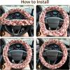 imageFluffy Steering Wheel Cover for Women Girls Accmor Universal Fit 15 inch Fur Car Wheel Cover ampamp Handbrake Cover ampamp Gear Shift Cover Set Fashion Winter Warm Fuzzy Vehicle Wheel Protector BlackPinkBrown Leopard