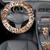 imageFluffy Steering Wheel Cover for Women Girls Accmor Universal Fit 15 inch Fur Car Wheel Cover ampamp Handbrake Cover ampamp Gear Shift Cover Set Fashion Winter Warm Fuzzy Vehicle Wheel Protector BlackBeigeLeopard