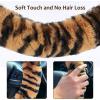 imageFluffy Steering Wheel Cover for Women Girls Accmor Universal Fit 15 inch Fur Car Wheel Cover ampamp Handbrake Cover ampamp Gear Shift Cover Set Fashion Winter Warm Fuzzy Vehicle Wheel Protector BlackKhakiBlack Tiger Stripe