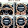 imageFluffy Steering Wheel Cover for Women Girls Accmor Universal Fit 15 inch Fur Car Wheel Cover ampamp Handbrake Cover ampamp Gear Shift Cover Set Fashion Winter Warm Fuzzy Vehicle Wheel Protector BlackBeigeLeopard