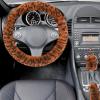 imageFluffy Steering Wheel Cover for Women Girls Accmor Universal Fit 15 inch Fur Car Wheel Cover ampamp Handbrake Cover ampamp Gear Shift Cover Set Fashion Winter Warm Fuzzy Vehicle Wheel Protector BlackDark BrownLeopard