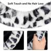 imageFluffy Steering Wheel Cover for Women Girls Accmor Universal Fit 15 inch Fur Car Wheel Cover ampamp Handbrake Cover ampamp Gear Shift Cover Set Fashion Winter Warm Fuzzy Vehicle Wheel Protector BlackWhiteDark Gray Leopard