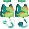 imageToddler Harness Leash with Anti Lost Wrist Link Accmor Cute Dinosaur Kids Harness Children Leash for Outdoor Travel Adorable Baby Anti Lost Leash Walking Wristband Assistant Strap Keep Babies CloseAquamarineLight Green Spotted Brachiosaurus  Green Link