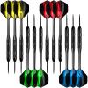 imageAccmor 12 Pack Steel Tip Darts24G Professional Metal Darts Set for DartboardBlackStyle B