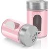 imageAccmor 2pcs Salt and Pepper ShakersStainless Steel Shaker for Salt Powder Sugar Cinnamon Pepper Spice Dispenser with Adjustable Pour HolesSilverPink