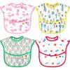 imageAccmor 4 Pack Baby Bibs Waterproof Sleeved Bibs for Eating Feeding Toddler Baby Girls Boys Smock BibsUnicornDotsCactus Leaves