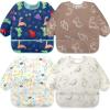 imageAccmor 4 Pack Long Sleeve Bibs Baby Smock Waterproof Sleeved Bib Smock for Baby Toddler 636 MonthsBlue DinosaurBrown DinosaurMonster