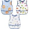 imageAccmor Baby Bibs Waterproof Baby Toddler Apron Bib Short Sleeved Bibs for Baby Boys Girls3pcslion  Dinosaur  Fish