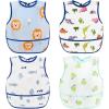 imageAccmor Baby Bibs Waterproof Baby Toddler Apron Bib Short Sleeved Bibs for Baby Boys Girls4pcslion  Dinosaur  Fish  Pear 
