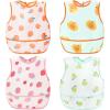 imageAccmor Baby Bibs Waterproof Baby Toddler Apron Bib Short Sleeved Bibs for Baby Boys Girls4pcspeach  Pumpkin  Strawberry  Pear