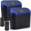 imageAccmor Car Trash Can with Lid Mini Auto Dustbin Garbage Organizer Holder 2 Packs Automotive Storage Container Bin with 60 Pcs Bags for Vehicle Home OfficeBlackBlue Lid  BlackBlue Lid