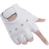 imageAccmor Kids PU Leather Fingerless Gloves Kids Cycling Gloves Outdoor Sports Cosplay Performance Half Finger Gloves for Boys Girlswhite