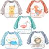 imageAccmor Long Sleeve Baby Bibs Waterproof Sleeved Bibs Smock for Toddler Baby Girls Boys Eating Feeding5pcsbearDinosaur Whale Lion Flamingo