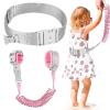 imageAccmor Reflective Toddler Belt Leash 2 in1 Anti Lost Wrist Link for Baby kid Anti Lost Waist Band Child Leash with Lock for Boys Girls Child Walking Harness Wristband Rope Tether for Outdoor TravelPink Reflective Wristlink Gray Belt