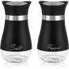 imageAccmor Salt and Pepper Shakers Set 4 oz Stainless Steel Salt Pepper Shaker Containers with Glass Bottom for Kitchen Cooking BBQ Bar Table RV CampBlack