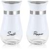 imageAccmor Salt and Pepper Shakers Set 4 oz Stainless Steel Salt Pepper Shaker Containers with Glass Bottom for Kitchen Cooking BBQ Bar Table RV CampWhite