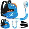 imageAccmor Toddler Backpack Harness with Safety Leash Cute Dinosaur Harnesses with Kids Anti Lost Wrist Link Mini Child Schoolbag with Wristband Tether Strap and Protection Leashes for Baby boys BlackBlackDark Blue Dinosaur