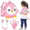 imageAccmor Toddler Backpack Harness with Safety Leash Cute Dinosaur Harnesses with Kids Anti Lost Wrist Link Mini Child Schoolbag with Wristband Tether Strap and Protection Leashes for Baby boys BlackBaby Pink Penguin