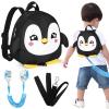 imageAccmor Toddler Backpack Harness with Safety Leash Cute Dinosaur Harnesses with Kids Anti Lost Wrist Link Mini Child Schoolbag with Wristband Tether Strap and Protection Leashes for Baby boys BlackBlack Penguin