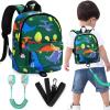 imageAccmor Toddler Backpack Leash with Anti Lost Wrist Link Cute Mini Child Walking Harnesses Keep Kids Close Back Pack Rope Tether Rein for Baby Boys BlueExcavatorArmy GreenDino  Green Link