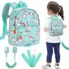 imageAccmor Toddler Backpack Leash with Anti Lost Wrist Link Cute Mini Child Walking Harnesses Keep Kids Close Back Pack Rope Tether Rein for Baby Boys BlueExcavatorCyanUnicorn  Green Link
