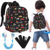 imageAccmor Toddler Backpack Leash with Child Anti Lost Wrist Link Mini Kids Back Pack Walking Harnesses Leashes for Travel Small Excavator Backpack Tether for Baby Boys Ages 13Black
