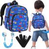 imageAccmor Toddler Backpack Leash with Child Anti Lost Wrist Link Mini Kids Back Pack Walking Harnesses Leashes for Travel Small Excavator Backpack Tether for Baby Boys Ages 13Blue