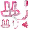 imageAccmor Toddler Harness Leash Reflective Kid Harness with Anti Lost Wrist Link Child Walking Harness Kids Leash Wristband Belt with Lock for Baby Boys Girls to Outdoor TravelRose RedReflect light