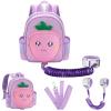 imageAccmor Toddler Leash Backpack with Anti Lost Wrist Link 4 in 1 Children Back Pack Cute Peach Safety Walking Harness Bag Kids Travel Essential Mini Rucksack with Strap Tether for Baby GirlsPurplePeach