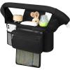 imageAccmor Universal Stroller Organizer with Insulated Cup Holder Detachable Phone Bag and Shoulder StrapStroller Bag Caddy Organizer Fits for Uppababy Baby Jogger Britax StrollersBlack with Mesh Pocket