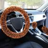imageFluffy Steering Wheel Cover for Women Girls Accmor Universal Fit 15 inch Fur Car Wheel Cover ampamp Handbrake Cover ampamp Gear Shift Cover Set Fashion Winter Warm Fuzzy Vehicle Wheel Protector BlackDark BrownLeopard