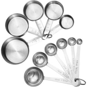 imageAccmor 11 Piece Stainless Steel Measuring Spoons Cups Set Premium Stackable Tablespoons Measuring Set for Gift Dry Liquid Ingredients Cooking Baking