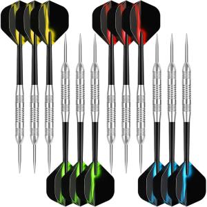 imageAccmor 12 Pack Steel Tip Darts24G Professional Metal Darts Set for DartboardSilverStyle B