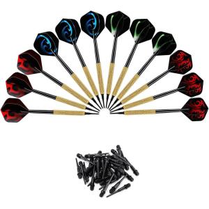 imageAccmor 12 Pcs Darts Plastic Tip Soft Tip Darts Set 14g Plastic Tipped Dart Attach Extra 36 Black 2BA Replacement Tips Soft Tip Darts for ElectronicPlastic DartboardRed  Blue  GreenStripes