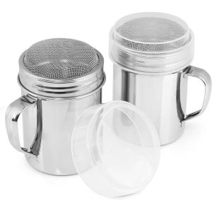 imageAccmor 2 Pack Powdered Sugar Shaker Duster Cinnamon Shaker Flour Sifter Fine Mesh Stainless Steel Dredge for Baking Soda Flour Cinnamon CocoaMedium10 oz
