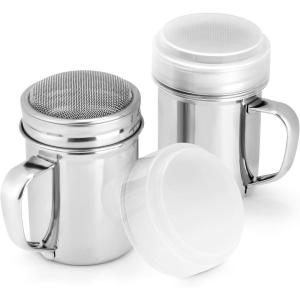 imageAccmor 2 Pack Powdered Sugar Shaker Duster Cinnamon Shaker Flour Sifter Fine Mesh Stainless Steel Dredge for Baking Soda Flour Cinnamon CocoaSmall7 oz