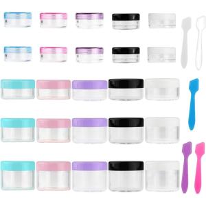 imageAccmor 25 Pieces Acrylic Containers with Lids 35101520 Gram Size Cosmetic Jars with 5 Pieces Mini Spatulas Gift