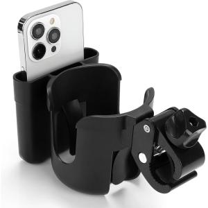 imageAccmor 2in1 Walker Cup Holder with Phone Holder Wheelchair Cup Holder Rollator Cup Holder Cup Phone Holder for Walker Wheelchair Rollator Mobility ScooterStyle BBlack