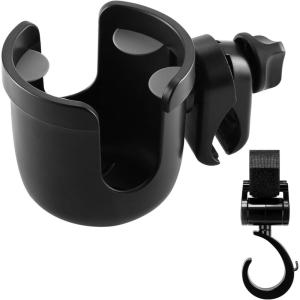 imageAccmor 2in1 Walker Cup Holder with Phone Holder Wheelchair Cup Holder Rollator Cup Holder Cup Phone Holder for Walker Wheelchair Rollator Mobility ScooterBlackHook Set