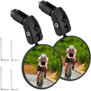 imageAccmor 2pcs Bike Mirror Bar End Bicycle Riding Rearview Mirrors for Handlebars Adjustable 360 Degree Rotatable Convex Mirror for Mountain Road Bikes