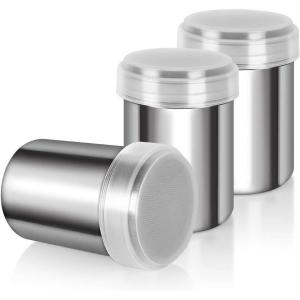 imageAccmor 3 Pack Powdered Sugar Shaker Duster Cinnamon Shaker Flour Sifter Fine Mesh Stainless Steel Dredge for Baking Soda Flour Cinnamon CocoaLarge14 oz