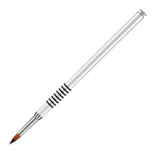 imageAccmor 3D Nail Art Brush for Acrylic Powder Kolinsky Acrylic Nail Brush Silver Metal with NonSlip Handle Size  4Size 2 Pack of 1