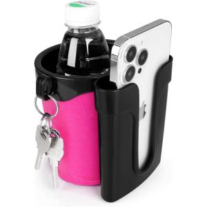 imageAccmor 3in1 Bike Cup Holder with Cell Phone Keys Holder Bike Water Bottle Holders Universal Bar Drink Cup Can Holder for Bicycles Motorcycles Scooters Black GreyBlack Pink