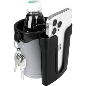 imageAccmor 3in1 Bike Cup Holder with Cell Phone Keys Holder Bike Water Bottle Holders Universal Bar Drink Cup Can Holder for Bicycles Motorcycles Scooters Black GreyBlack Grey