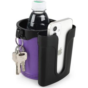 imageAccmor 3in1 Bike Cup Holder with Cell Phone Keys Holder Bike Water Bottle Holders Universal Bar Drink Cup Can Holder for Bicycles Motorcycles Scooters Black GreyBlack Purple