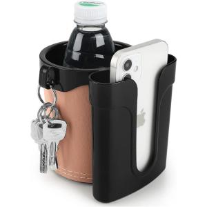 imageAccmor 3in1 Bike Cup Holder with Cell Phone Keys Holder Bike Water Bottle Holders Universal Bar Drink Cup Can Holder for Bicycles Motorcycles Scooters Black GreyBlack Beige