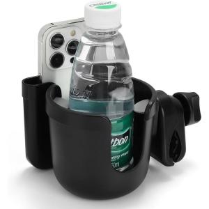 imageAccmor 3in1 Bike Cup Holder with Cell Phone Keys Holder Bike Water Bottle Holders Universal Bar Drink Cup Can Holder for Bicycles Motorcycles Scooters Black GreyBlackwith clip
